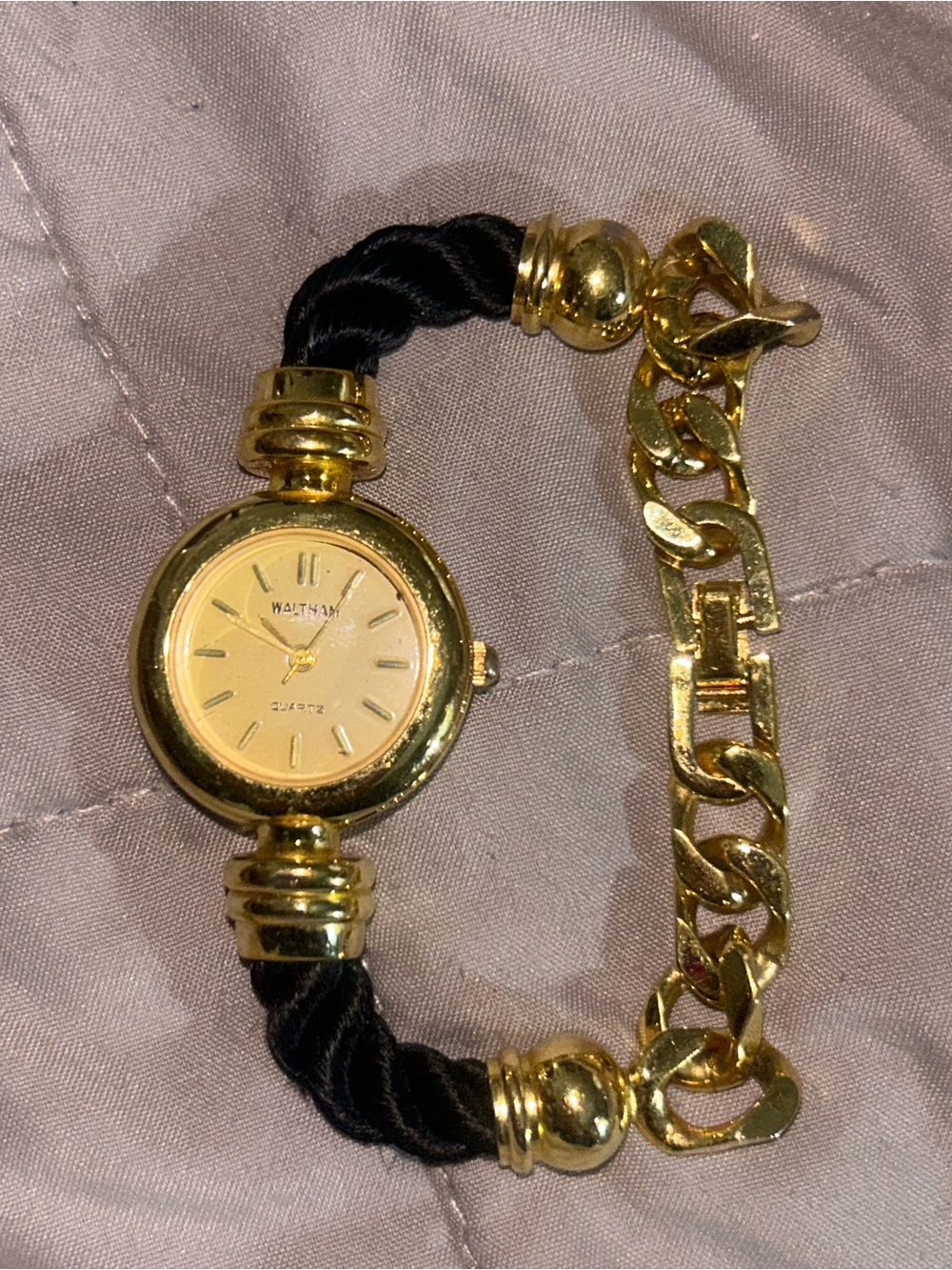 Vintage Waltham Women’s Gold-Tone Rope & Chain Watch - Gold and Black